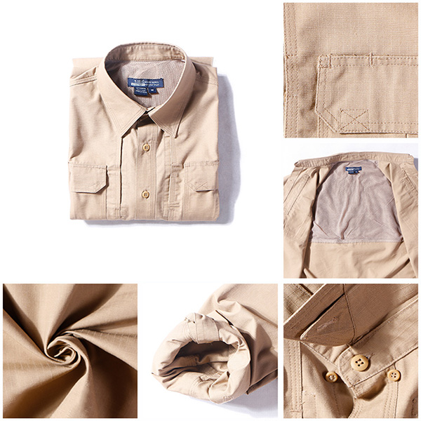ブラウンのワイシャツの長い袖の人の森林T乾燥した適合のカーモのTシャツ