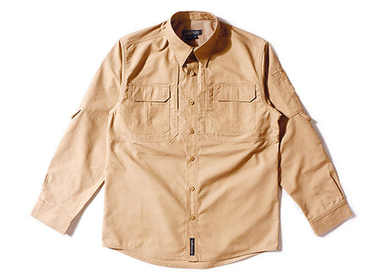 中国 ブラウンのワイシャツの長い袖の人の森林T乾燥した適合のカーモのTシャツ 工場