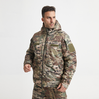 Camouflage Military Winter Coat Cotton Lined Stand Collar Jacket for Winter Occasions